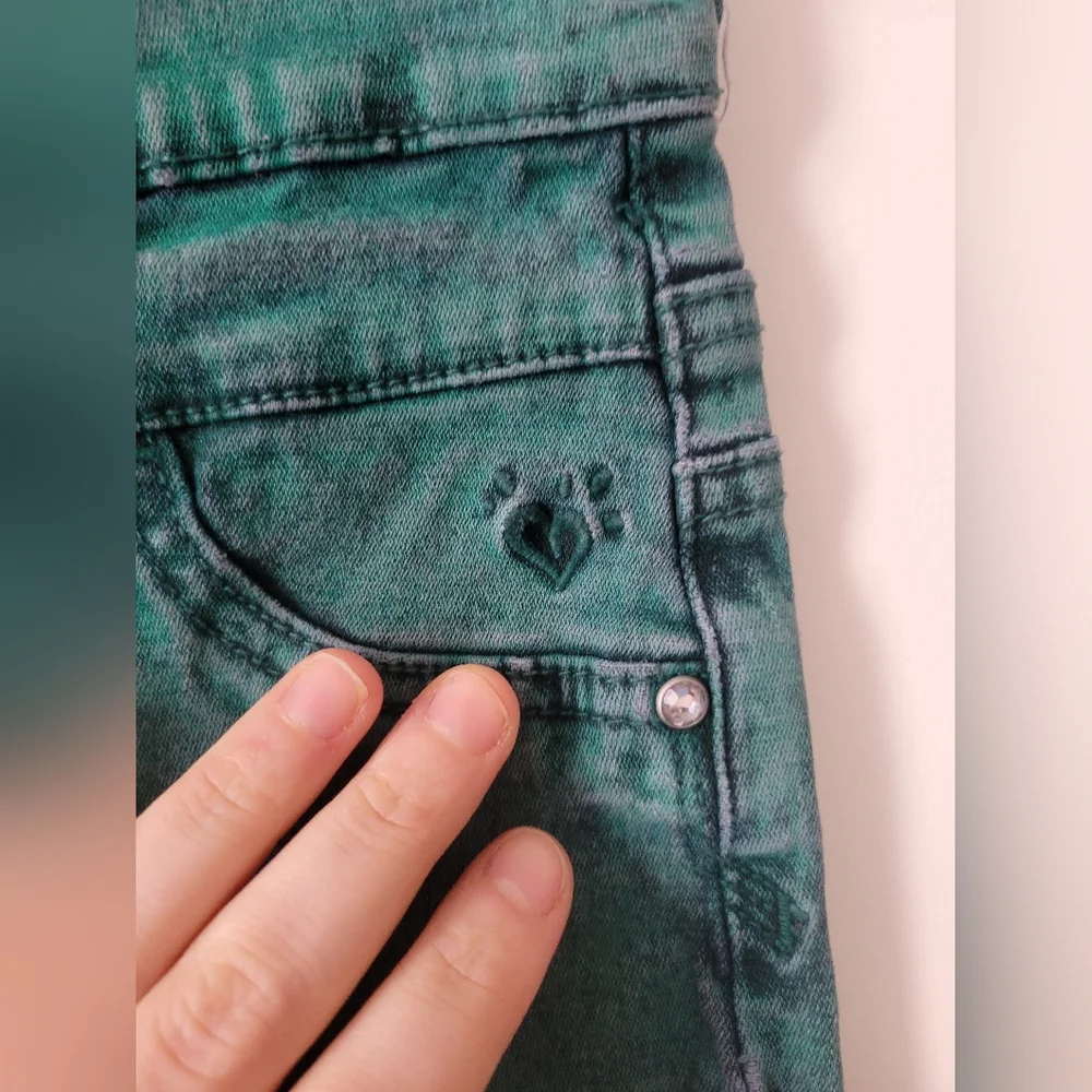 Justice Premium Green Colored Skinny High Waist Jegging Girl's Jeans 12R