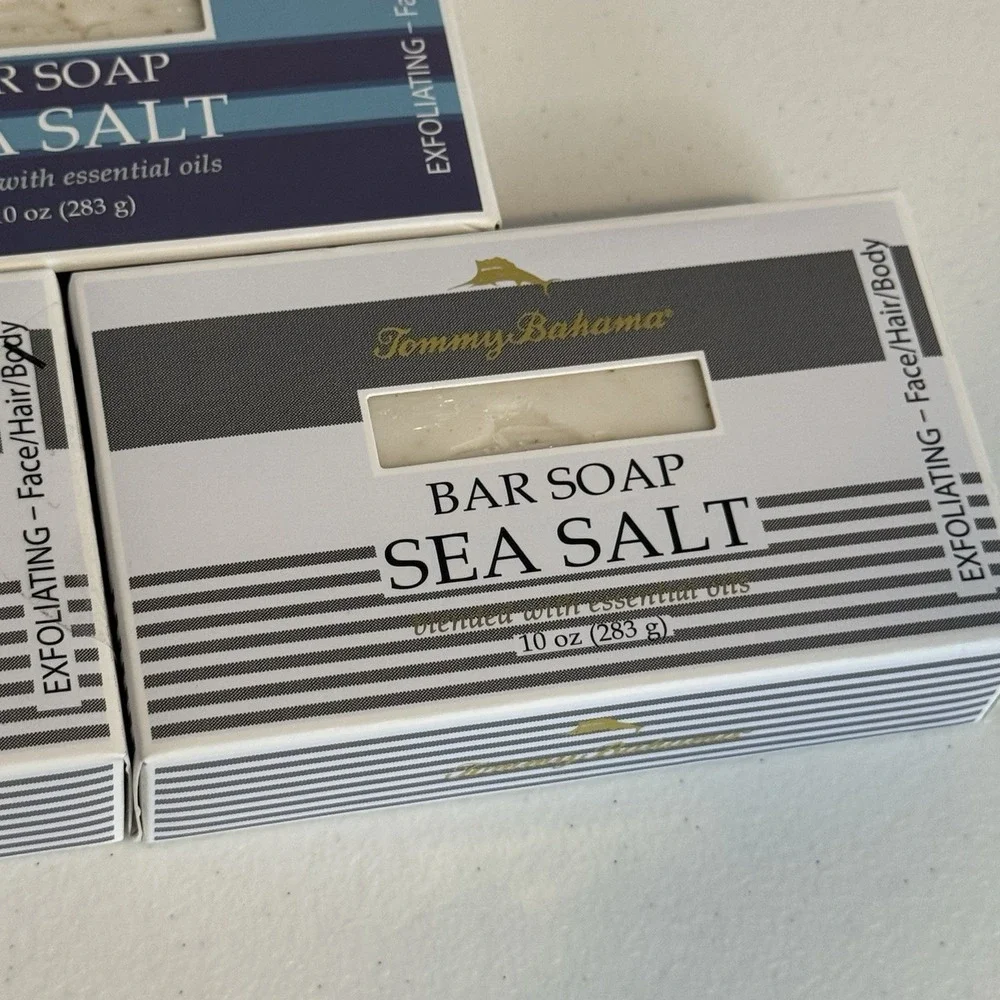 3-Pack Tommy Bahama ~ Sea Salt Bar Soap for Men with Essential Oils 10 oz Each