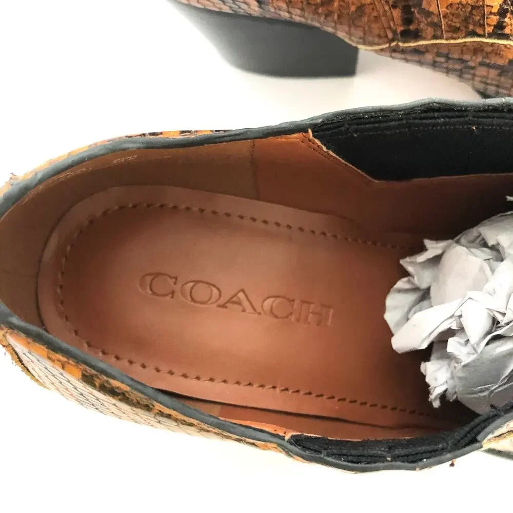 Coach Perri Snake Print Ankle Bootie Carmel Leather Westerncore