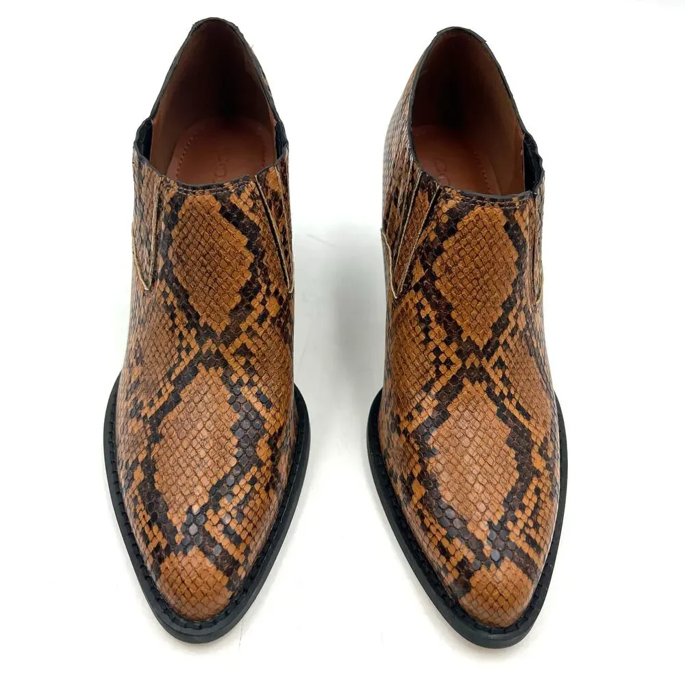 Coach Perri Snake Print Ankle Bootie Carmel Leather Westerncore