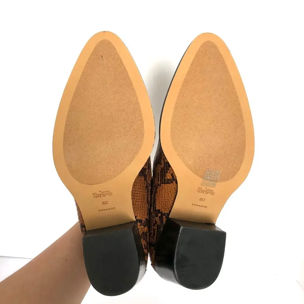 Coach Perri Snake Print Ankle Bootie Carmel Leather Westerncore