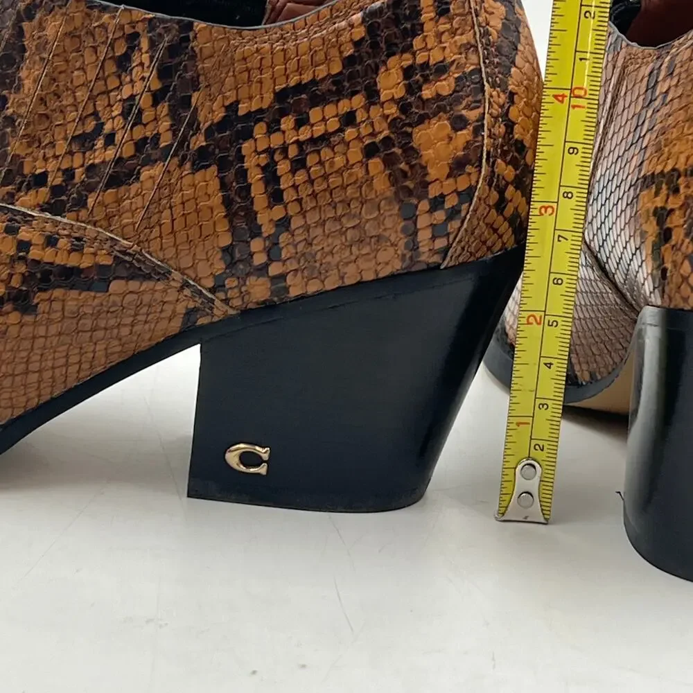 Coach Perri Snake Print Ankle Bootie Carmel Leather Westerncore