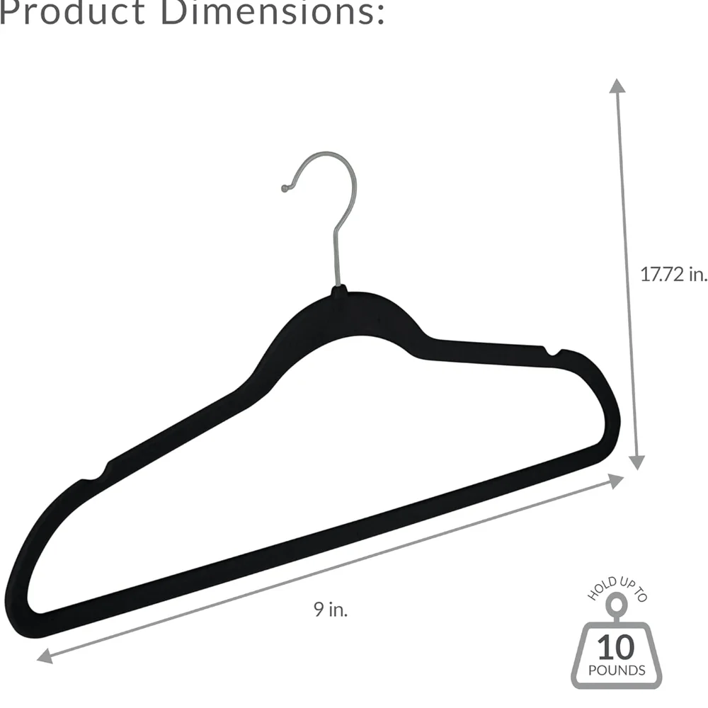 Black Velvet Hangers Set of 25
