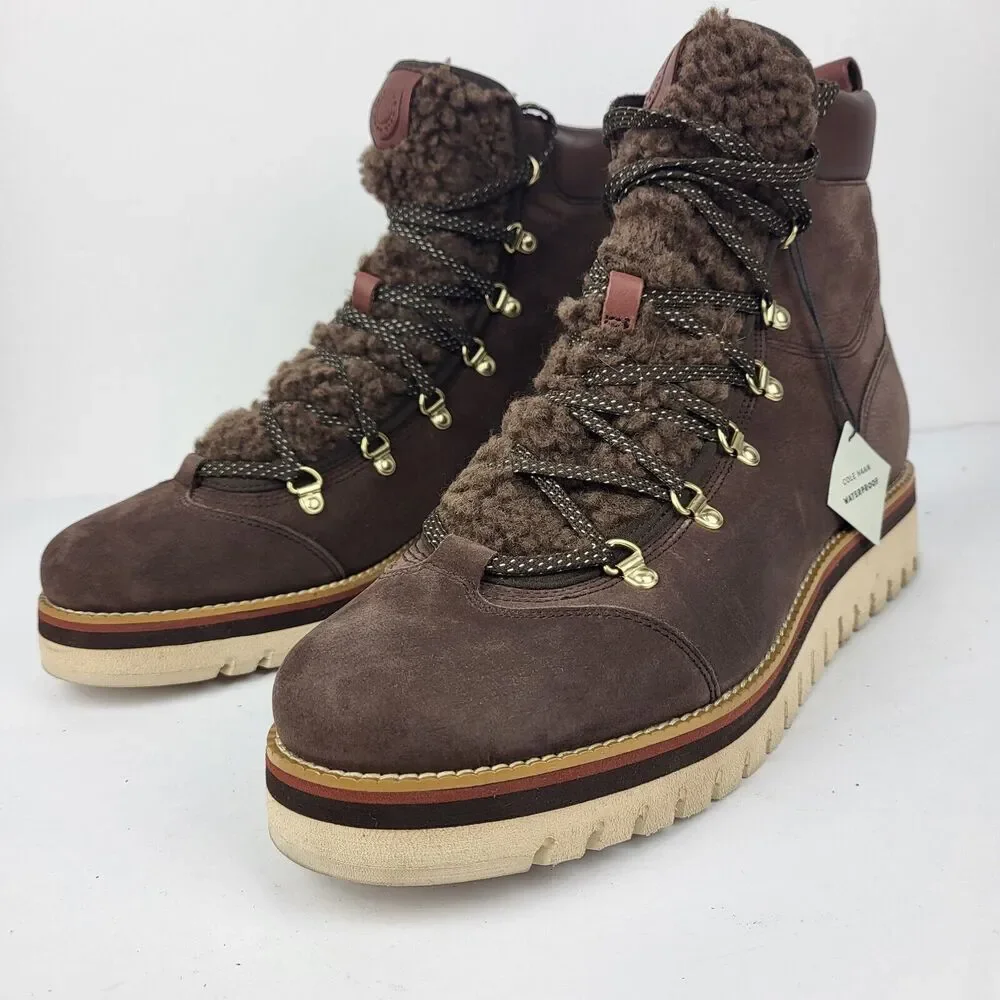 Cole Haan Women Zerogrand Lodge Brown Suede Boots With Shearling Lining 11 B