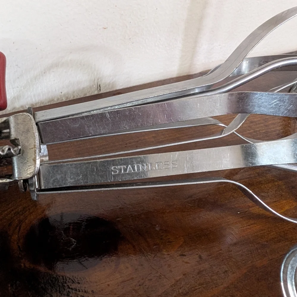 Antique Primitive Kitchenware Lot 1920s 40s Red Handle Utensils & T-Corkscrew