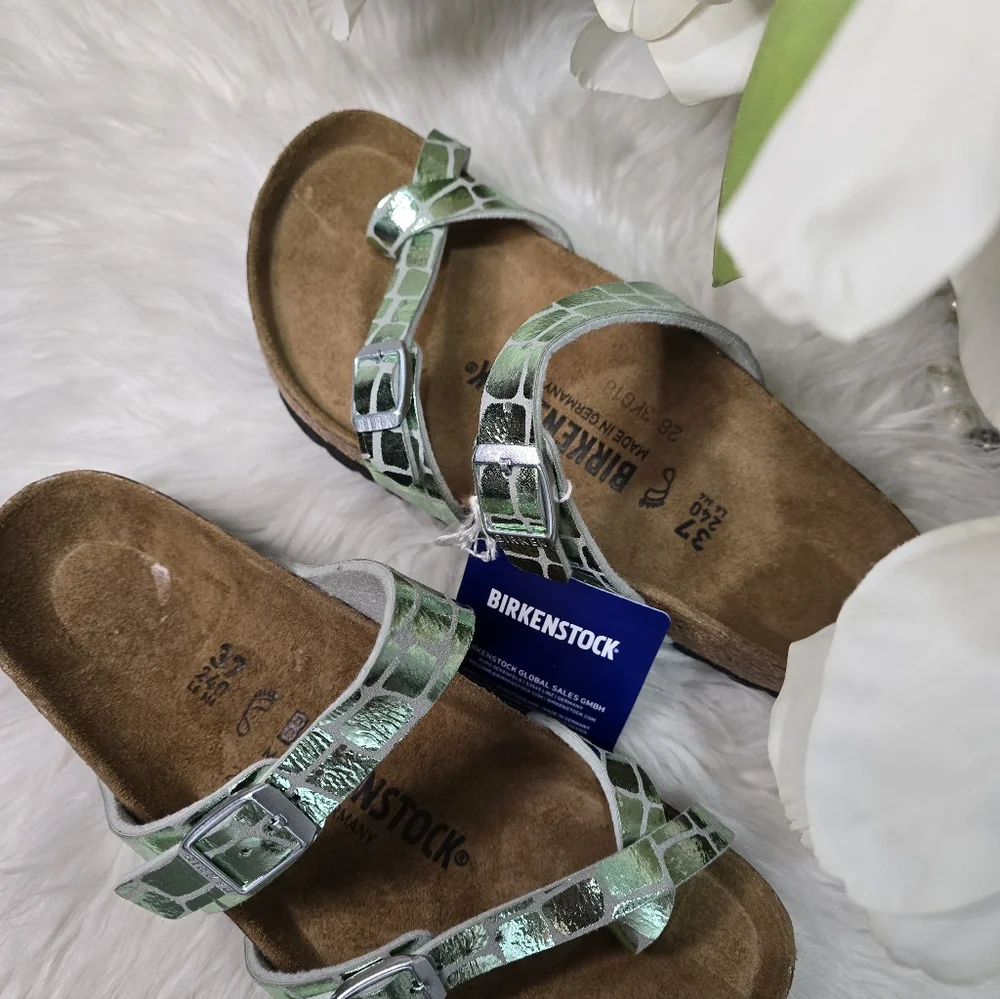 Birkenstock Mayari microfiber Women shoes size37/6COLOR:Gator Gleam New