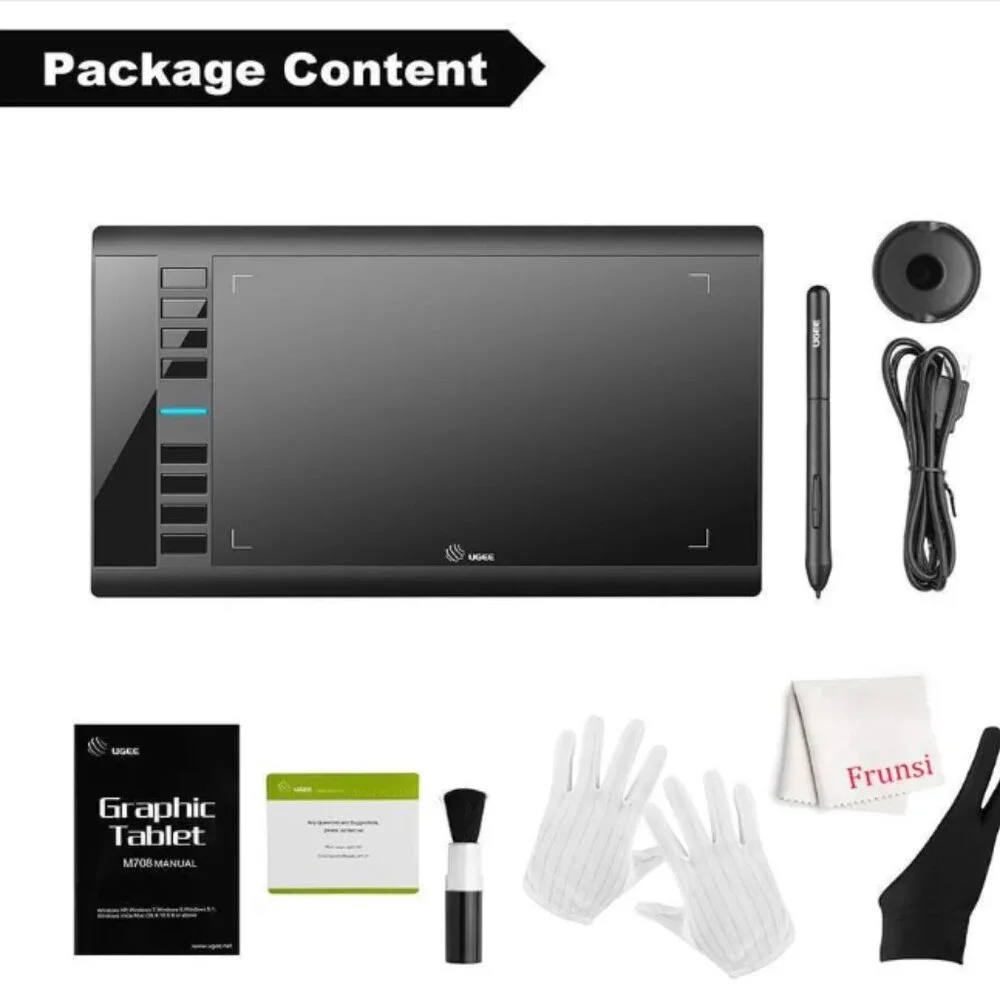 Graphics Drawing Tablet, UGEE M708 10 x 6 inch Large Drawing Tablet with 8 Hot.