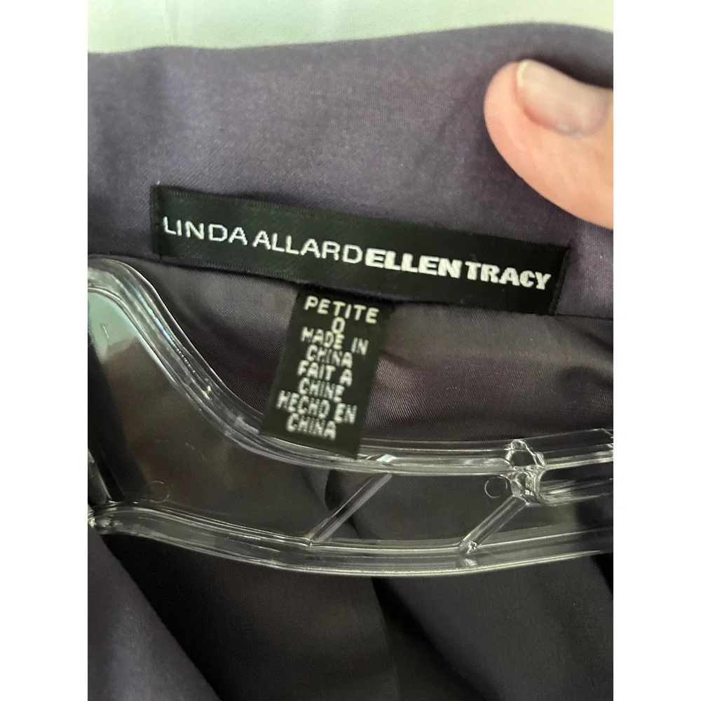 Linda Allard‎ Ellen Tracy Floral Blazer Petite 0 Dark Gray Jacket