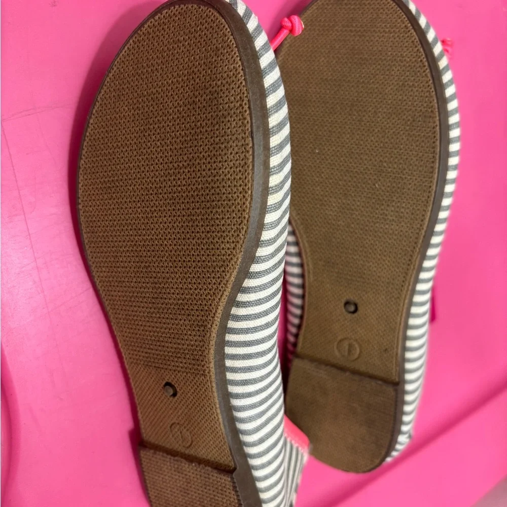 NWT Striped Ballet Flats with Pink Accents size 1 girls