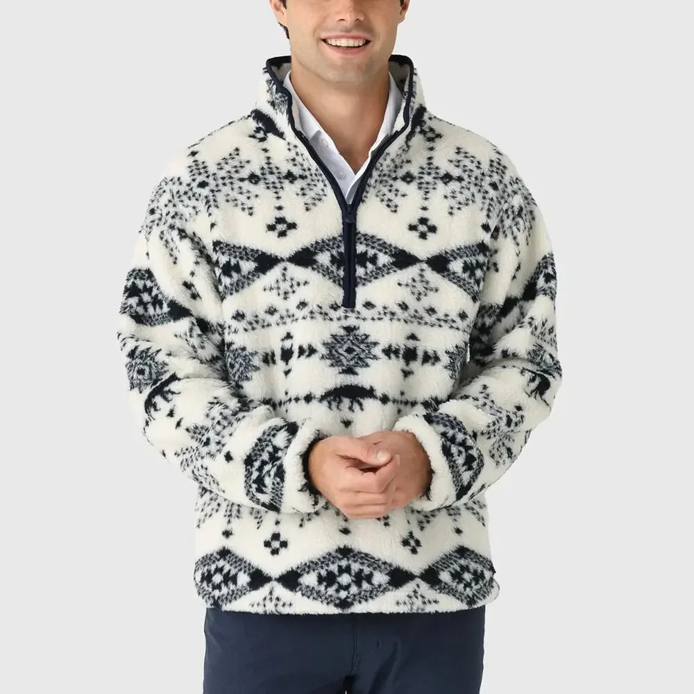 Greyson Grand Teton Sherpa Half Zip Jacket Small NEW Aztec Navy Fleece Pullover