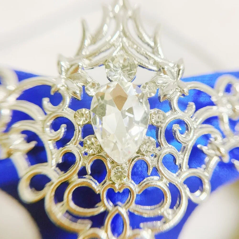 2 in 1 blue mask, Masquerade party wedding, silver masquerade mask, Party mask
