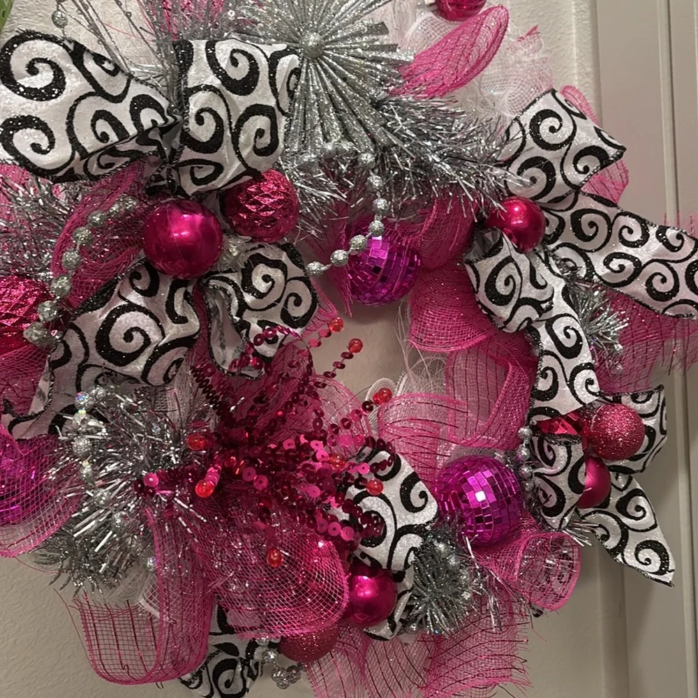 Stunning Pink Silver Wreath handmade Final Sale
