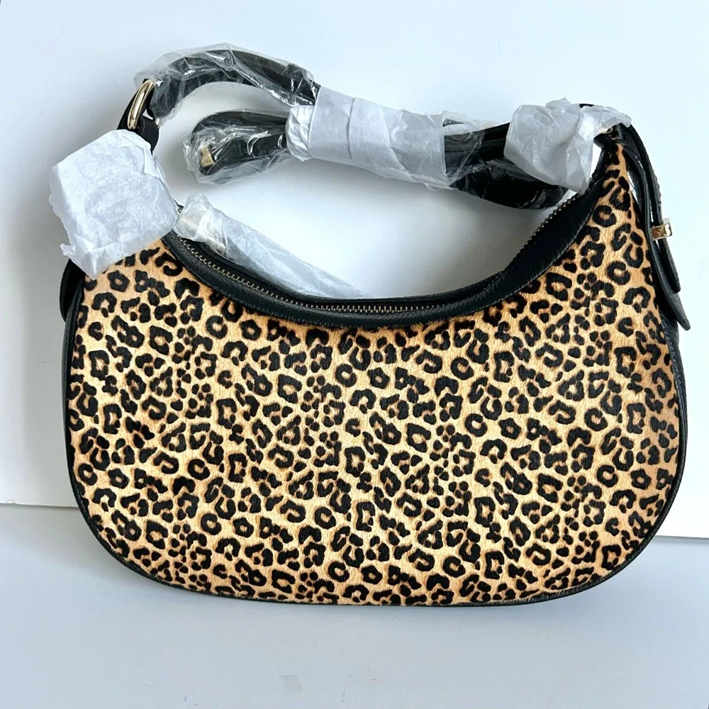 🍂NWT Talbots Leopard Calf Hair Crescent Shoulder Bag
