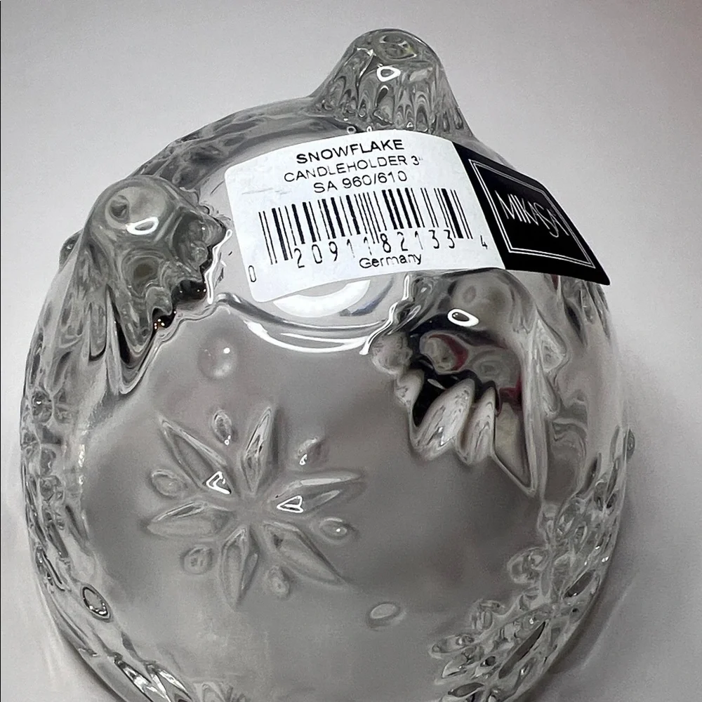Vintage Mikasa 1990s Crystal Glass Snowflake Candle, Trinket, Candy Dish