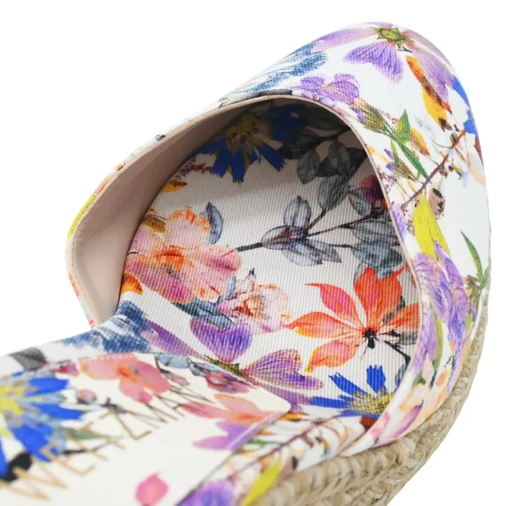 Stuart Weitzman Marguerita Multicolor Floral Ankle Tie Espadrille Wedges Sz 10.5
