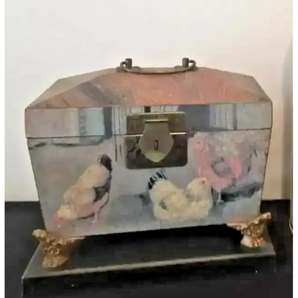 Rooster Décor Wooden Box on Stand