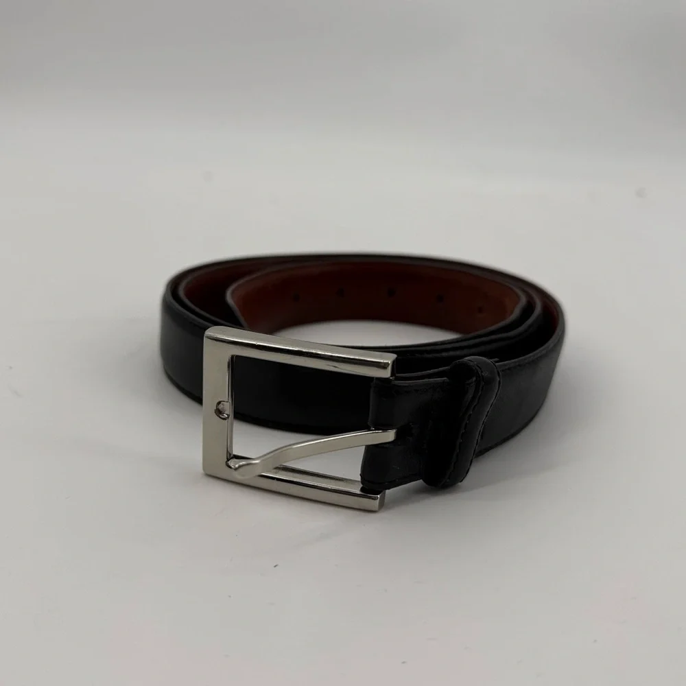 Aniline Kipskin Shoulders Black Leather Belt Mens Classic Size 40