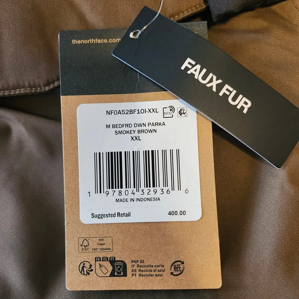 NWT The North Face Bedford Down Parka Coat Smokey Brown Black Men's size XXL