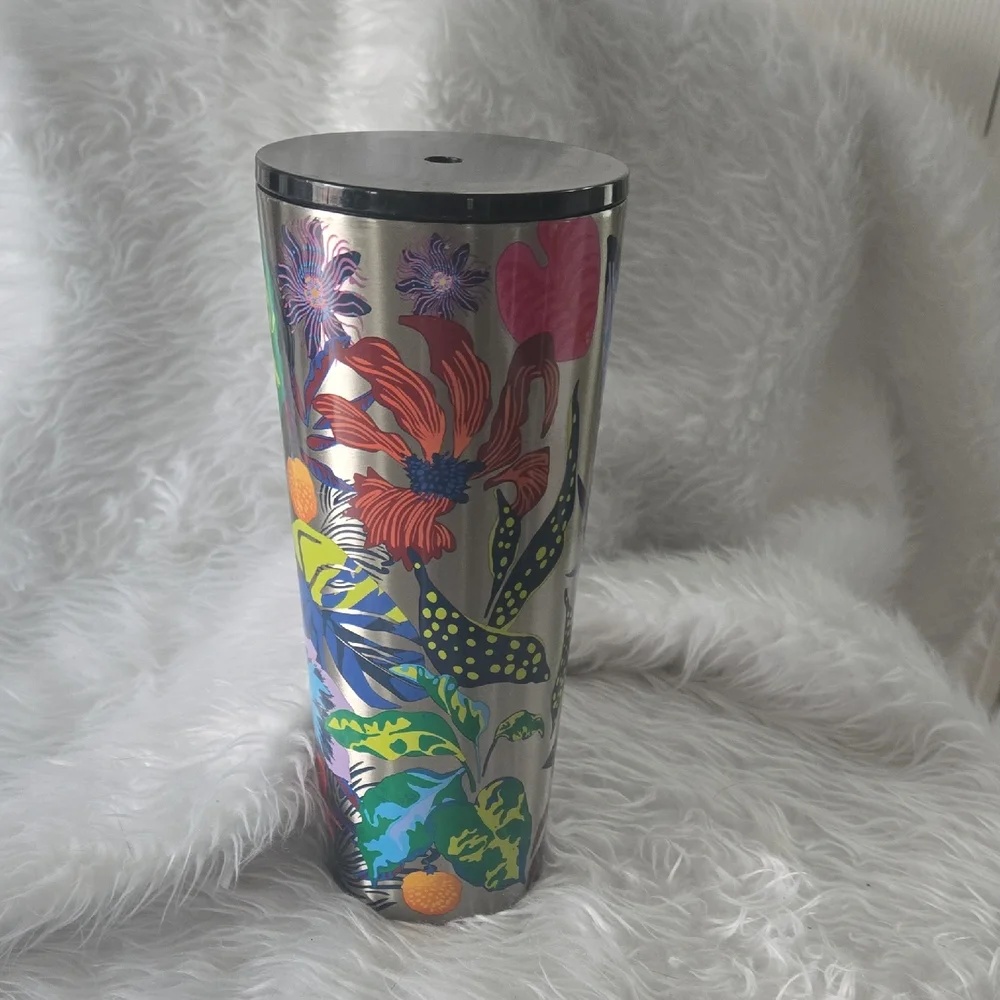 Starbucks Silver and‎ Red Accent Vase