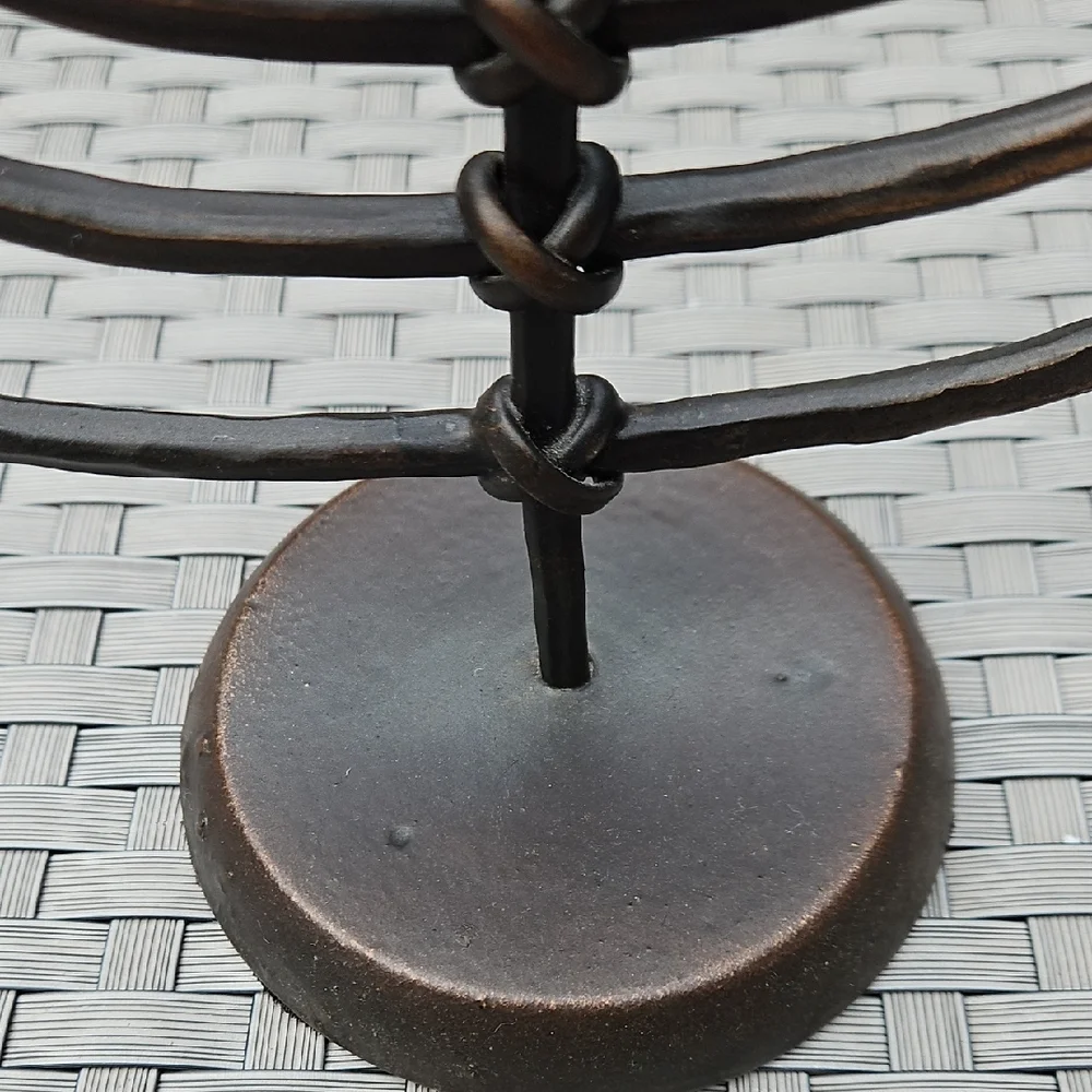 Vintage Crate&Barrel Hanukkah Jewish Menorah Antique Bronze Wrought Iron Holder