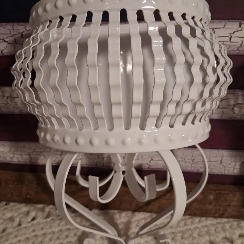 Set Of White Metal Hanging Plant Holders