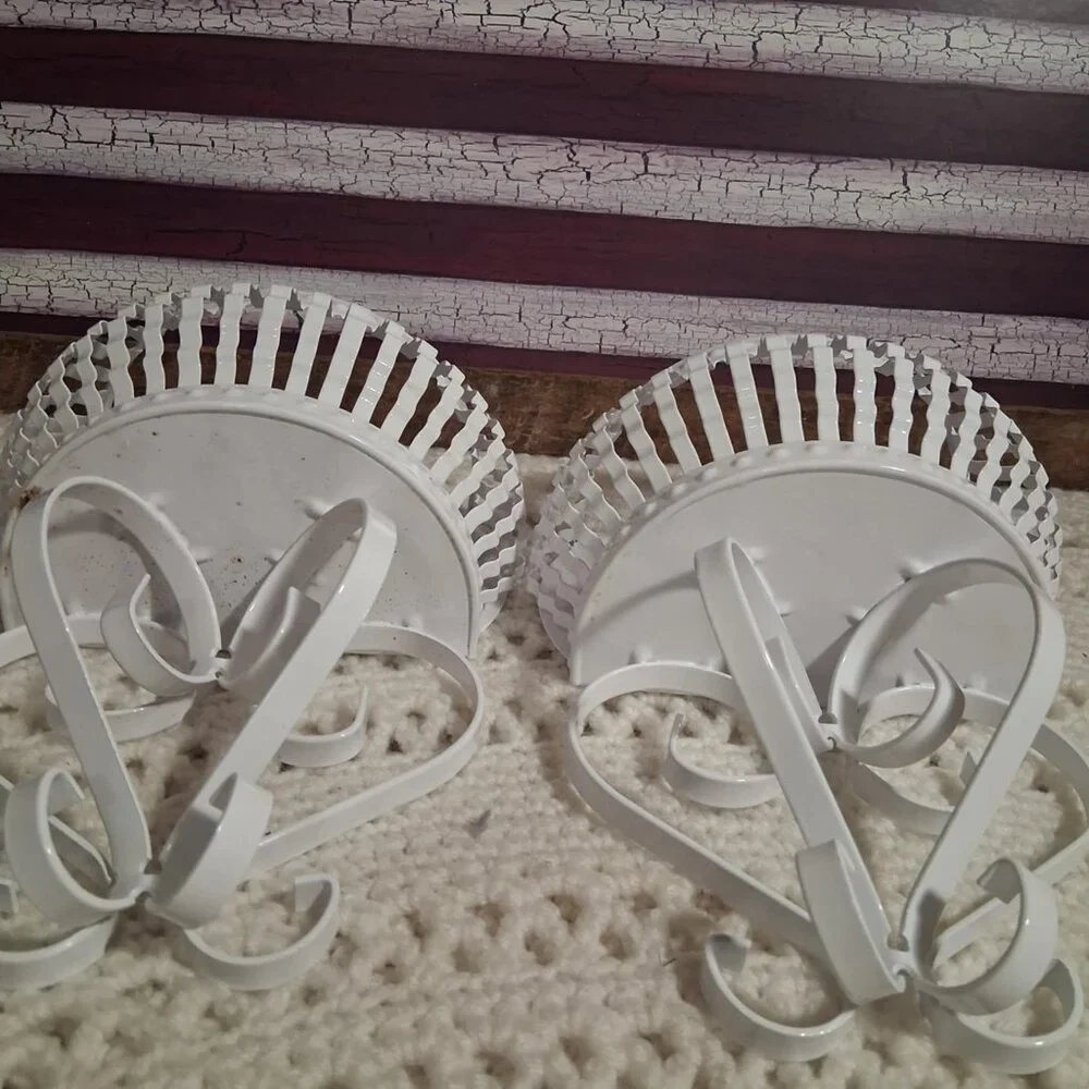 Set Of White Metal Hanging Plant Holders