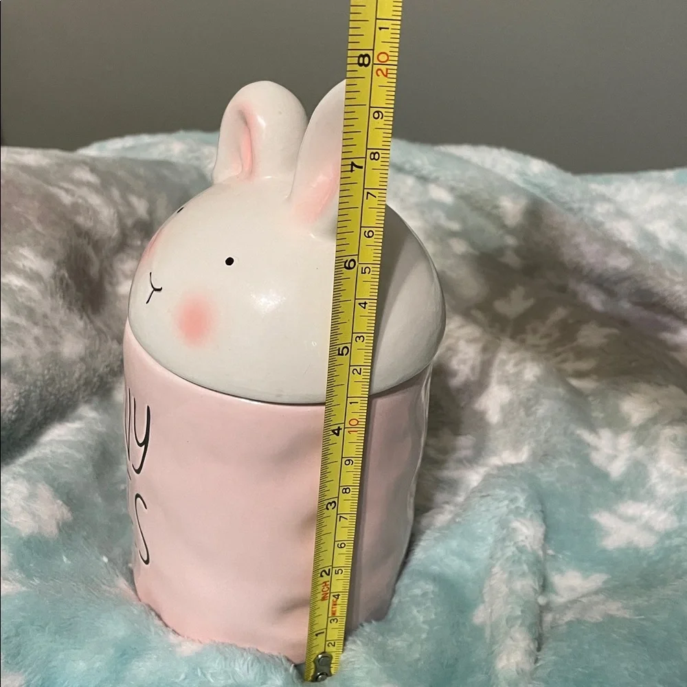 Rae Dunn Inspired Bunny Kisses Pink Ceramic Jar Like New