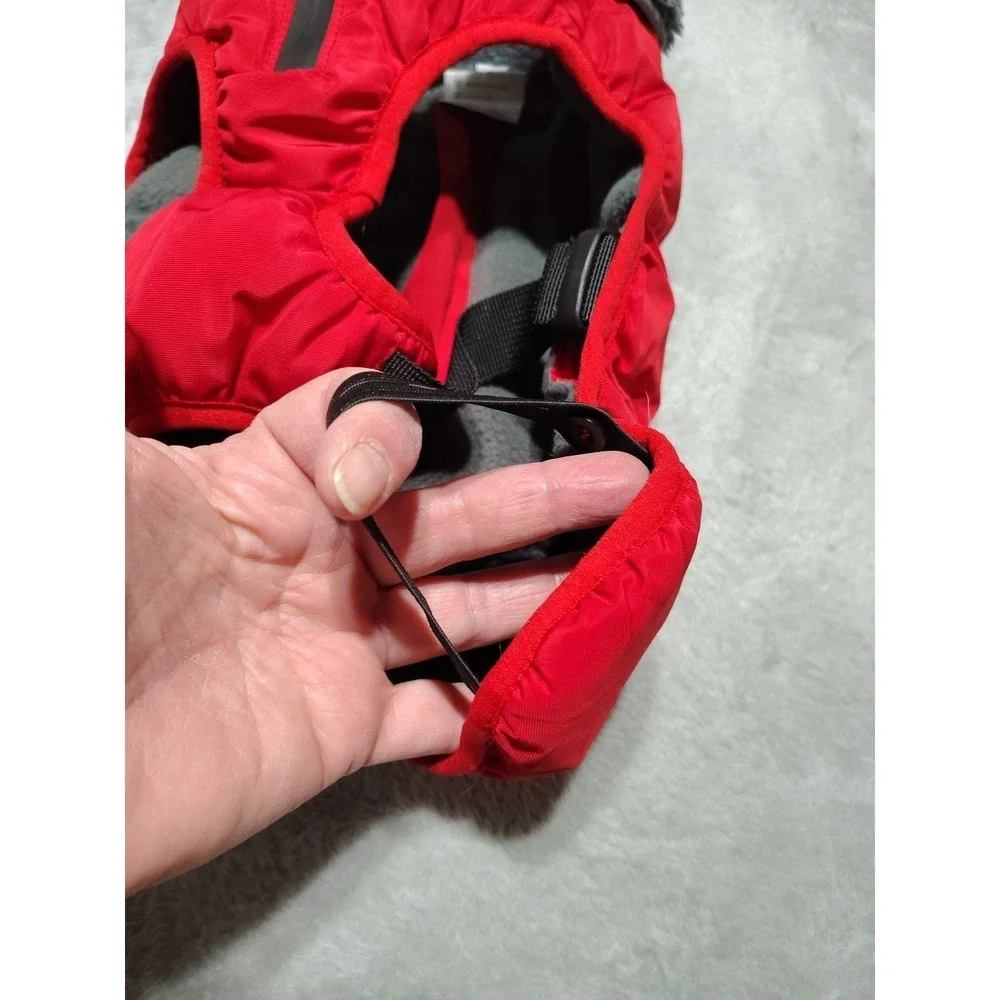 QBLEEV Dog Coat Small Red Reflective Fur Lined Warm Adjustable Outdoor Walks