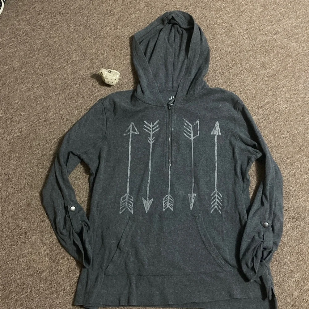 Style & Co. Dark Gray Arrow Zip-Up Sweater