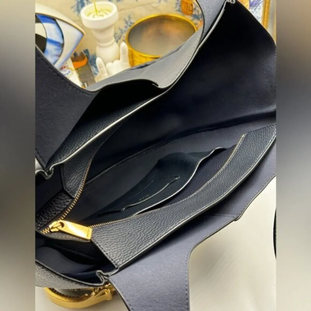 🆕 OROTON 🧿 NWOT Emilia Tote Bag, Navy Blue Leather