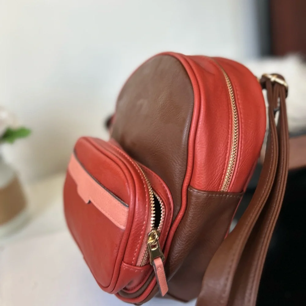 Elegant Red and Brown Women's backpack Bag new