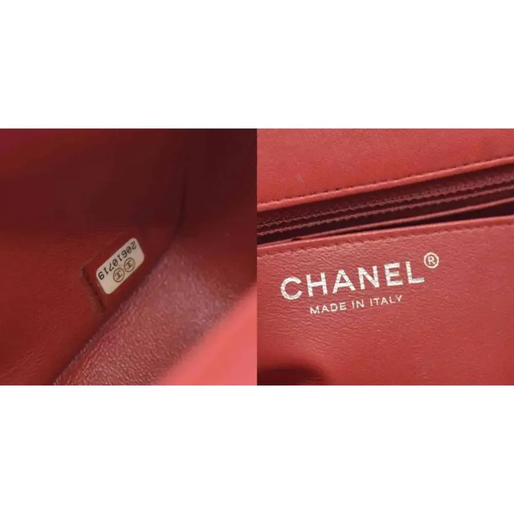 $5200 Chanel Classic Mini Square Flap Bag Red
