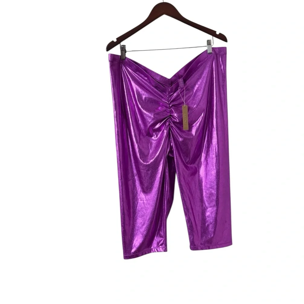 NWT SKIMS V Metallic Dragon Fruit High Rise Swim Leggings