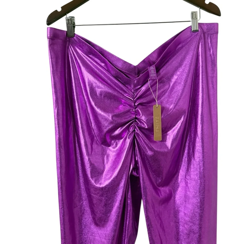 NWT SKIMS V Metallic Dragon Fruit High Rise Swim Leggings