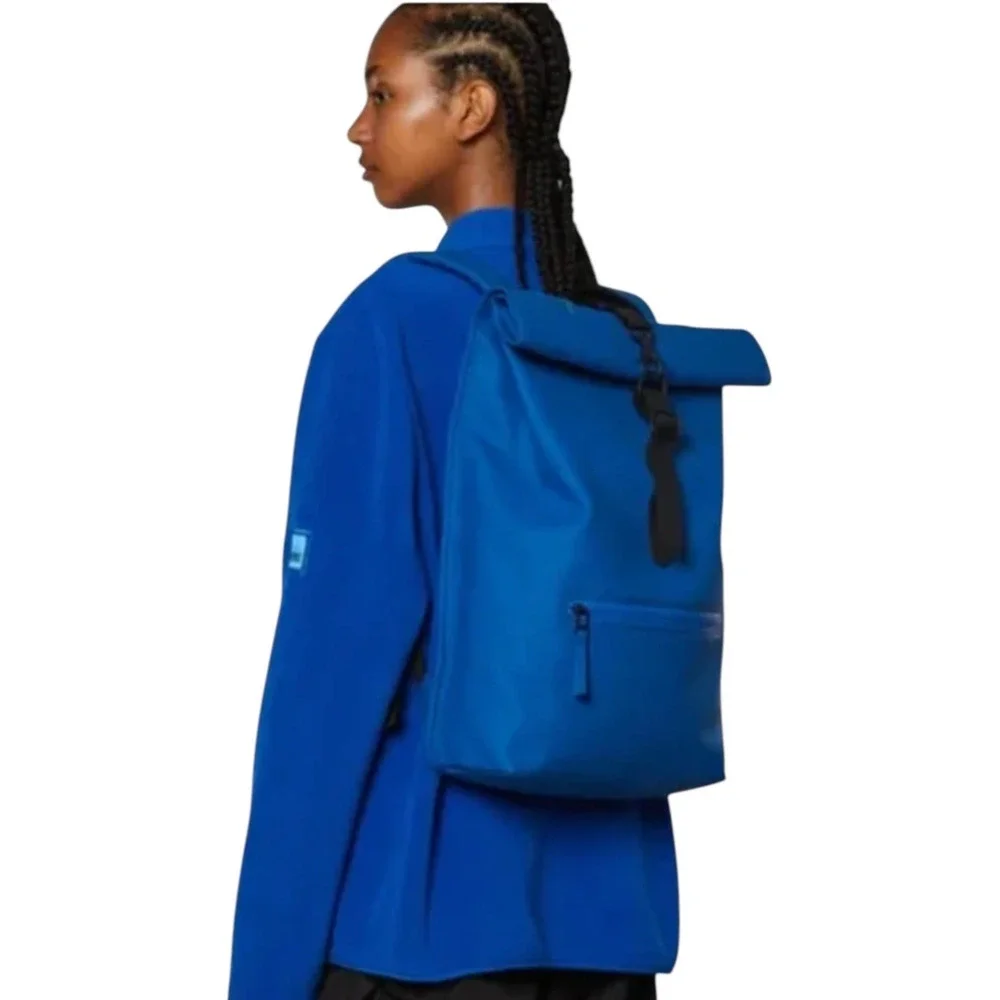 NWT! Rains Rolltop Rucksack W3 in Blue Waves - Unisex