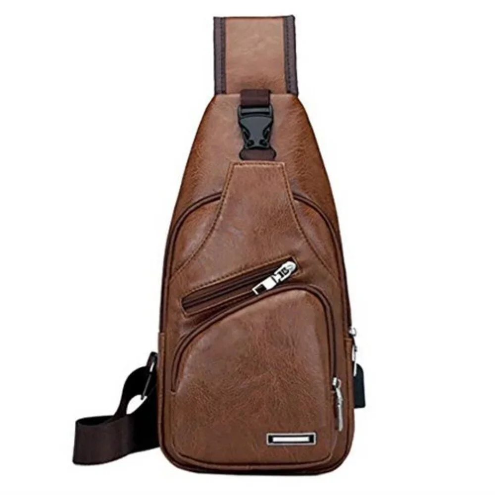 Leather Sling Bag Crossbody Backpack for Men Women Travel Outdoor