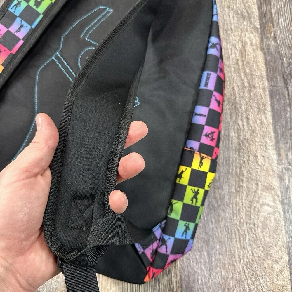 Fortnite Amplify Rainbow‎ Checker Print Children's School Backpack Pockets