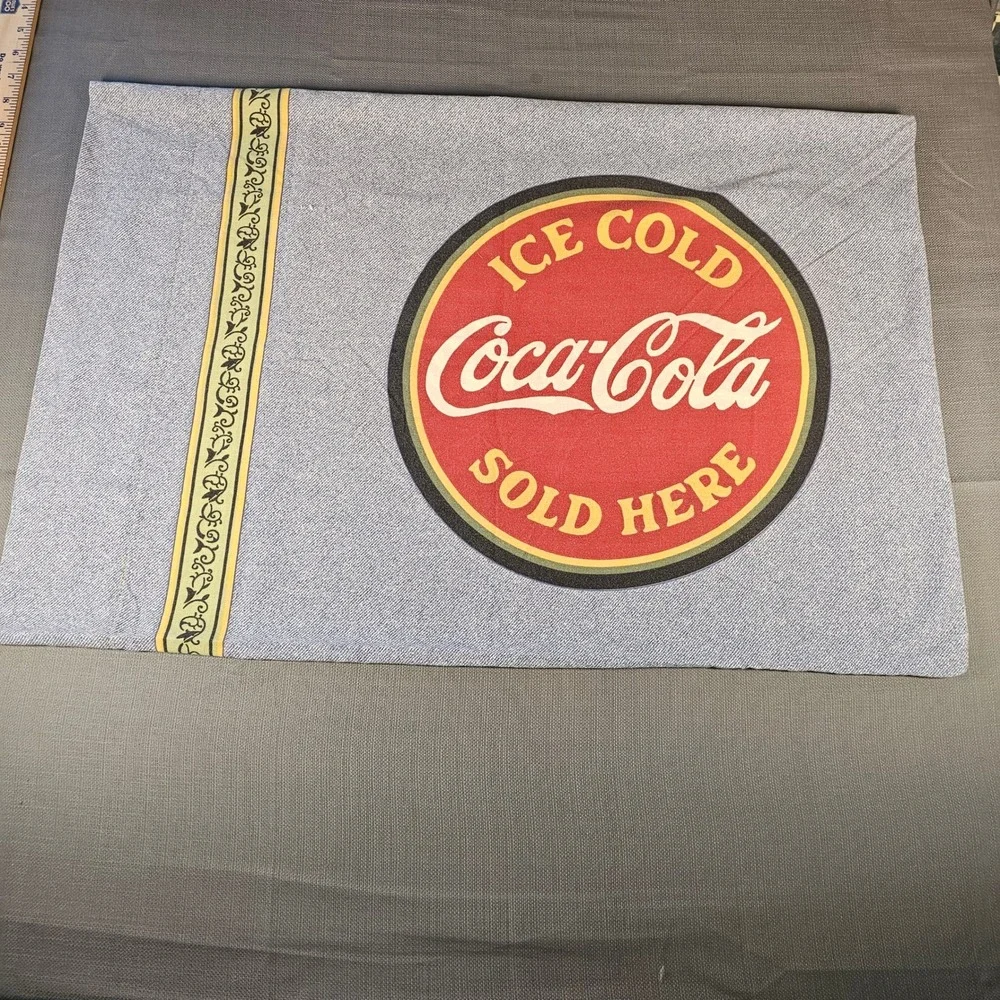 Coca-Cola Vintage Style Denim Print Pillowcase Refresh Yourself Double Sided