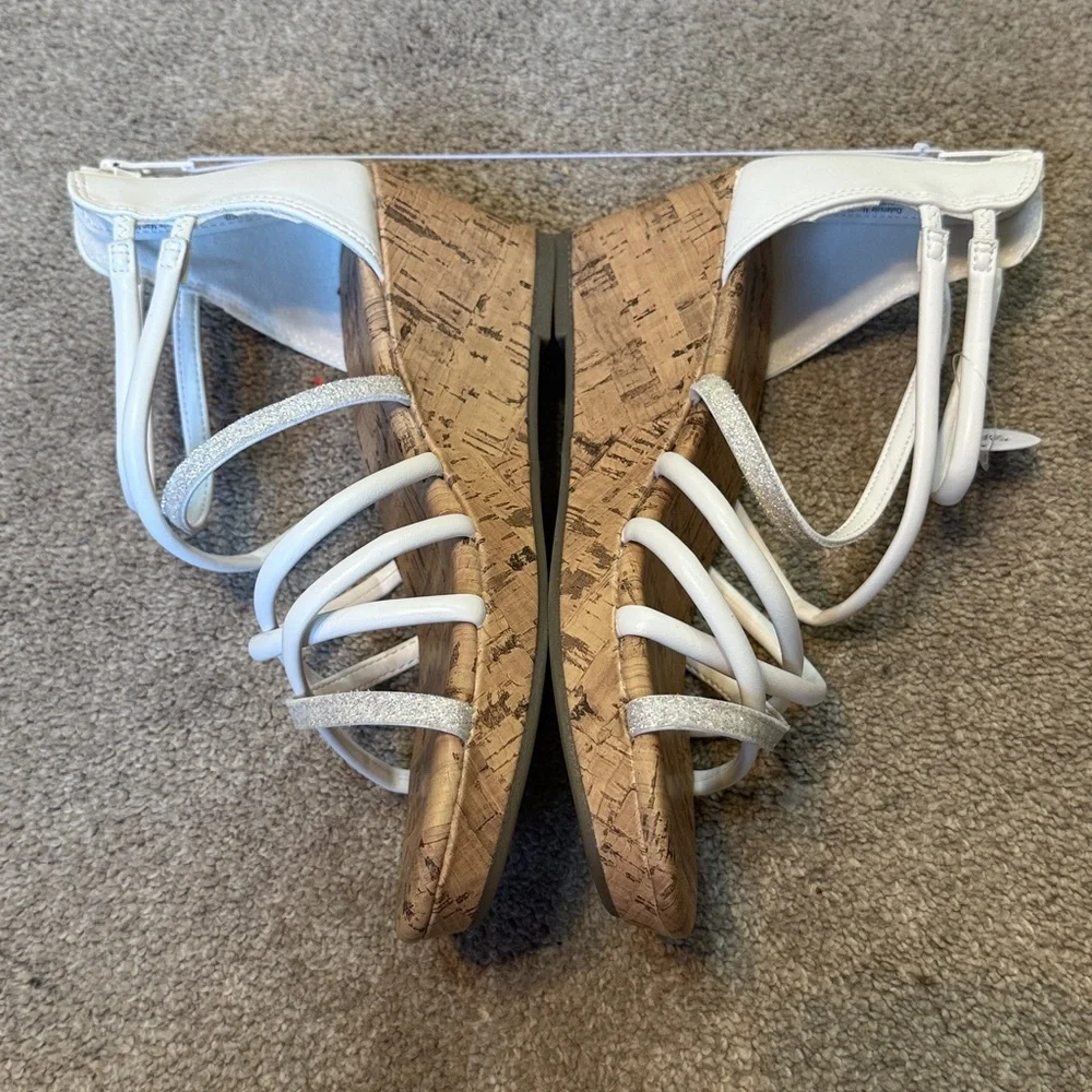 Sonoma White Strappy Cork Wedge Sandals Size 4