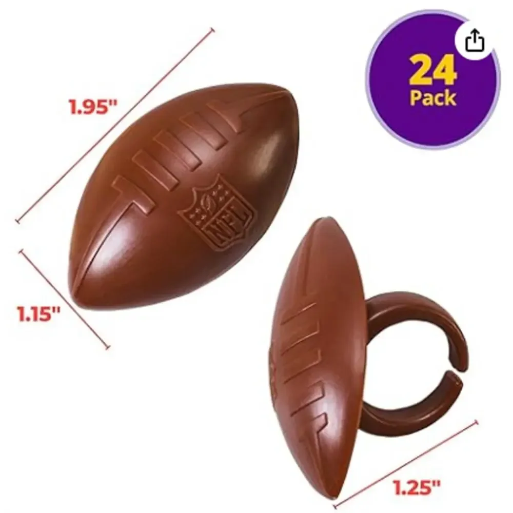 24 Pack Cupcake Decorations, NFL Football Rings, Food Safe Cake Toppers