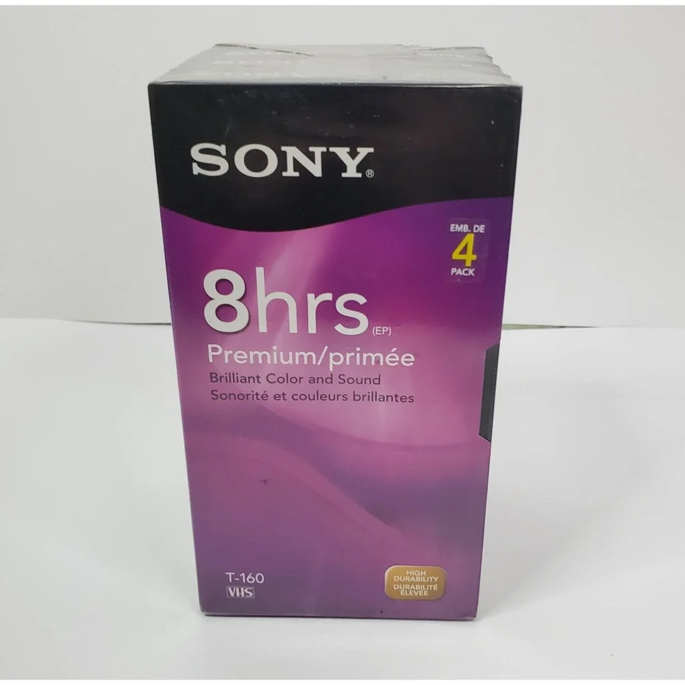 Sony Premium Grade 8 Hours T-160VF VHS Blank 4 Pack New Sealed