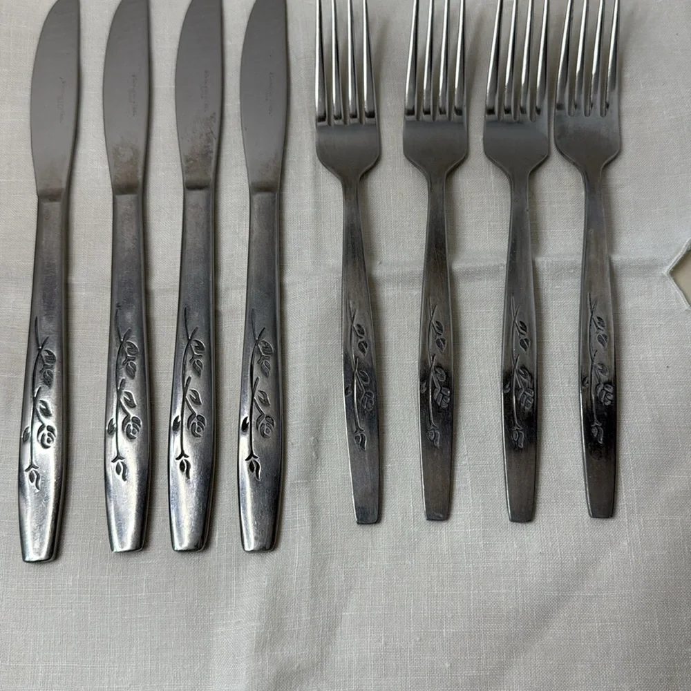 Summer Breeze Floral Pattern Sears & Roebuck Stainless Steel Flatware 8 Pc Japan