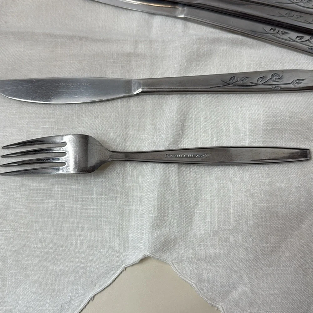 Summer Breeze Floral Pattern Sears & Roebuck Stainless Steel Flatware 8 Pc Japan