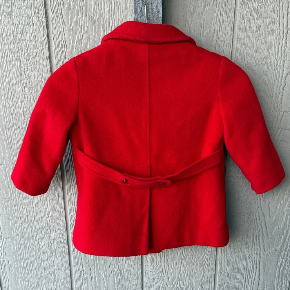 Vintage Classic Red Kids Peacoat 3 to 4 T size tag is worn out