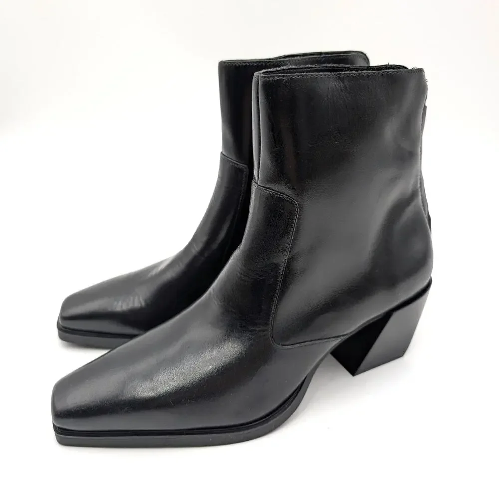 Vince Camuto Viltana Ankle Bootie Square Toe Women's Black Size US7.5M EU38
