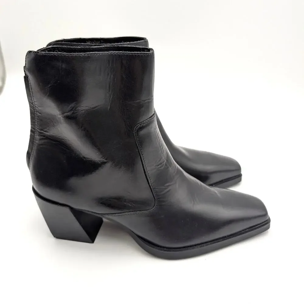 Vince Camuto Viltana Ankle Bootie Square Toe Women's Black Size US7.5M EU38