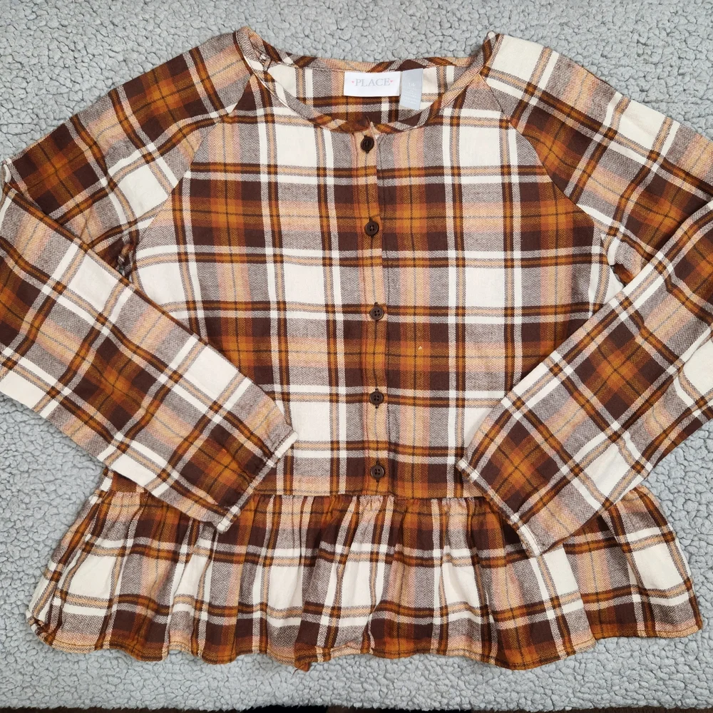 The Children's Place Brown Plaid Button Down Shirt