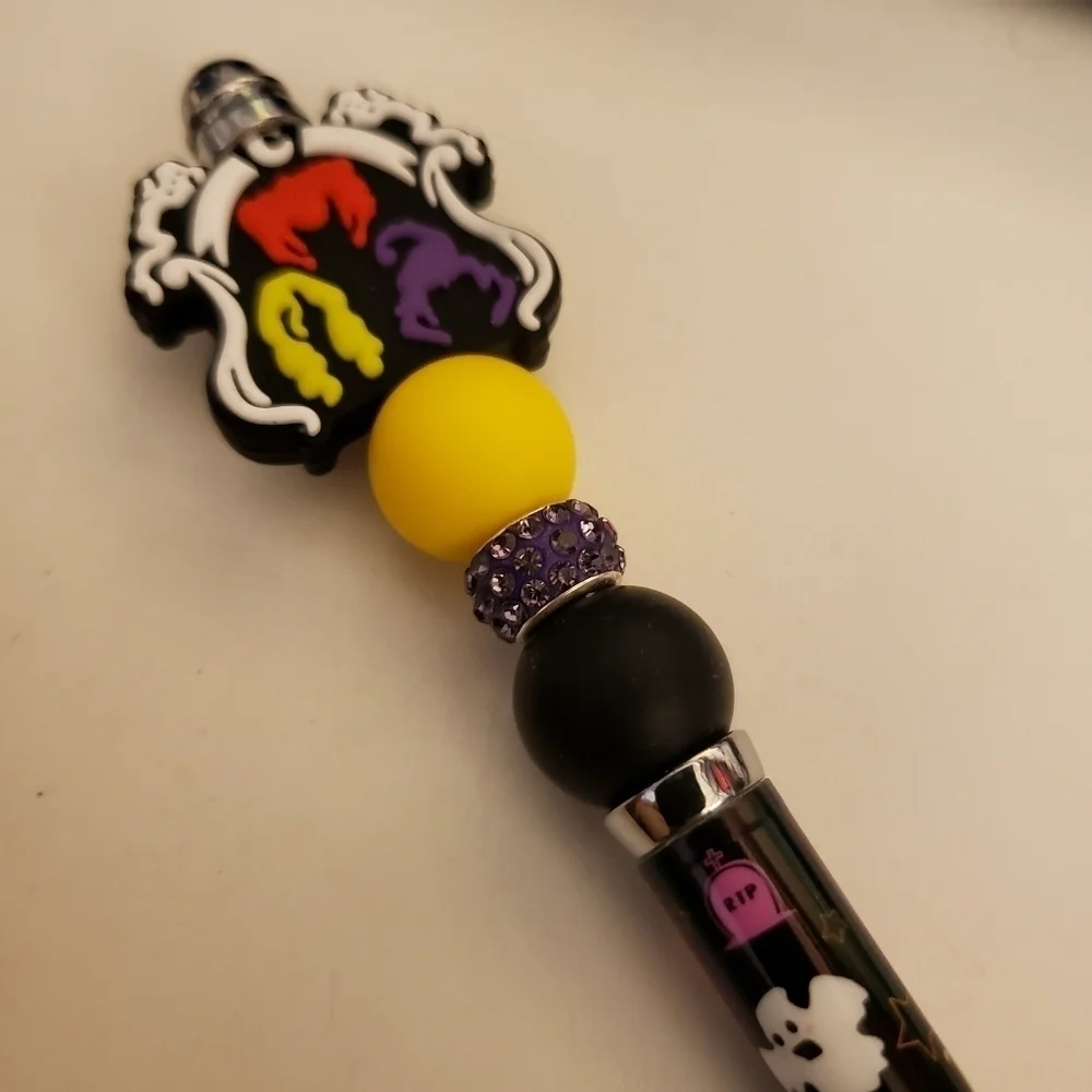 Handmade Hocus Pocus Sanderson Sisters Beaded Silicone Focal Bead Pen