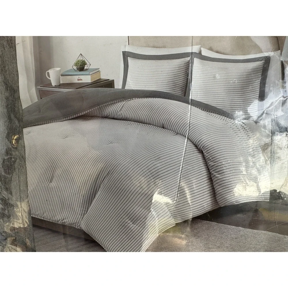 ⚡️New Madison Park Hayden Reversible Yarn Dyed Down Alt Comforter Set Full/Queen