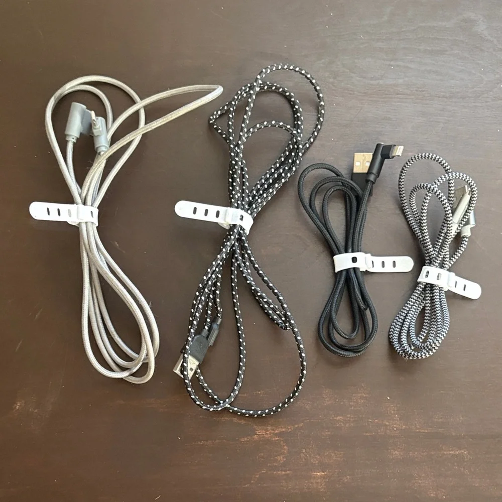 4 USB Charging Cable Set - Black, Gray, Silver